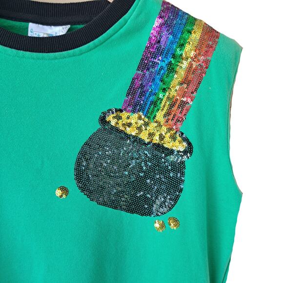 QUEEN OF SPARKLES Pot of Gold Rainbow Sequin Ultra Mini Dress  XS Green - Picture 9 of 13